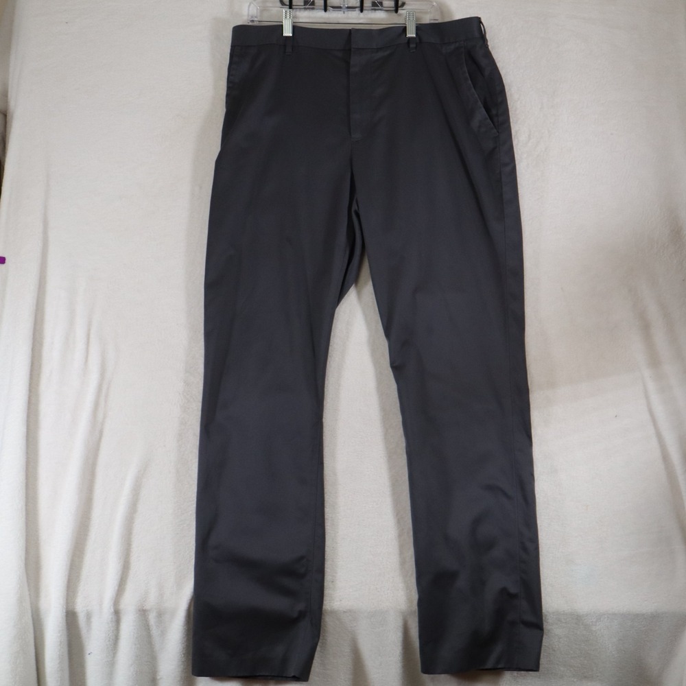 Bonobos Men's 38x34 Dark Gray Dress Pants 100% Cotton Flat Front Modern Fit